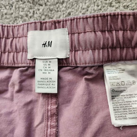 H&M Men's Medium Drawstring Cotton Elastic Waistband Shorts 8.5" NWOT Purple - Picture 2 of 4